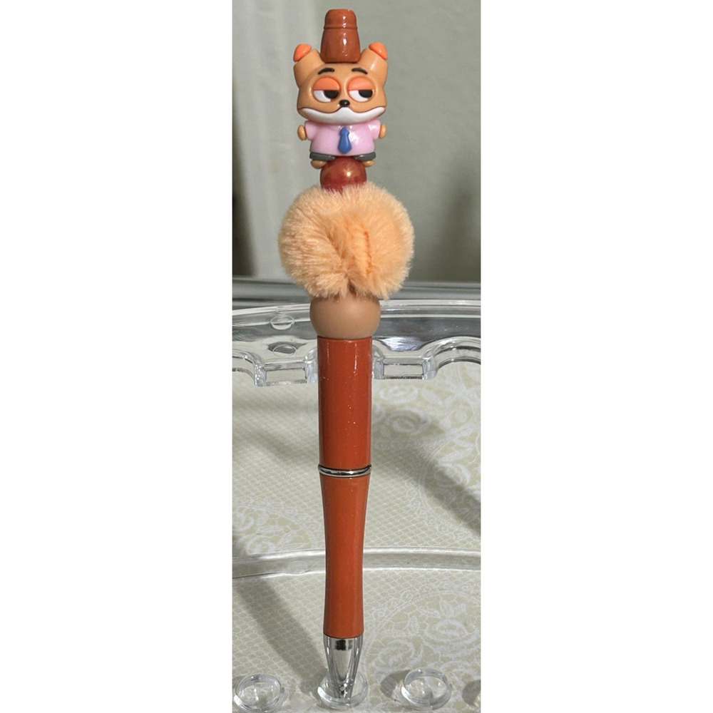 Custom Pen Little Nick Wilde Fox Beaded Cute Fluff Handmade Unique Gift Star